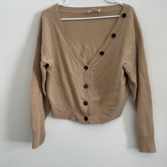 Mejuri Frame Cardigan Sweater Women M Cashmere Preppy Beige Button Preppy Casual - Picture 1 of 13